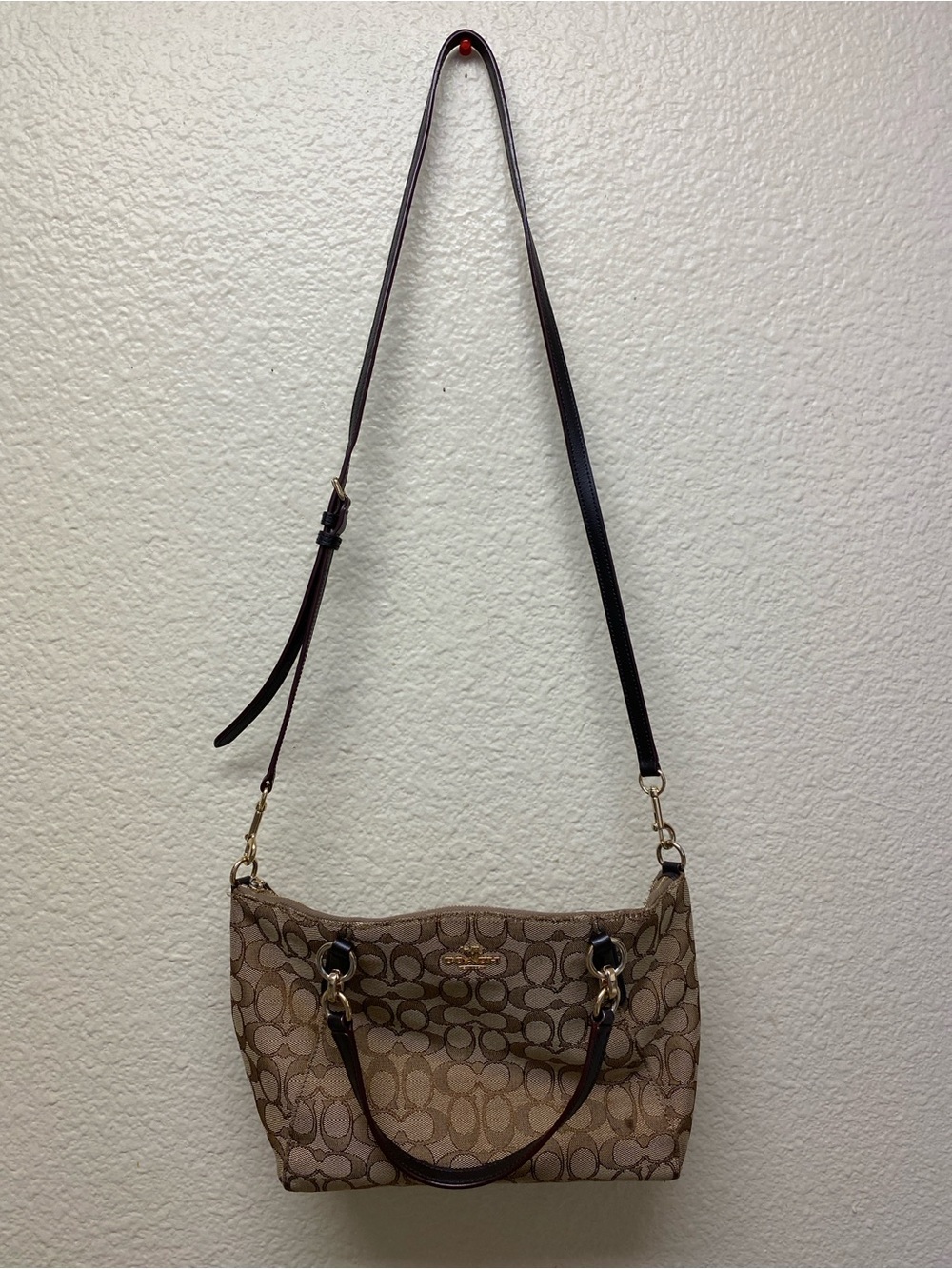 Coach Monogram Brown/Khaki Signature Shoulder Crossbody Bag